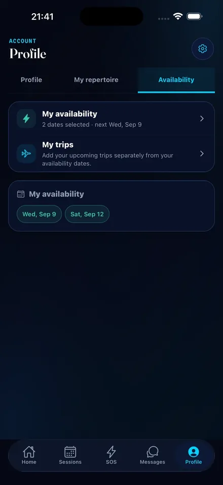 Dispo availability screen