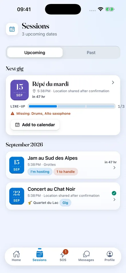Dispo sessions screen